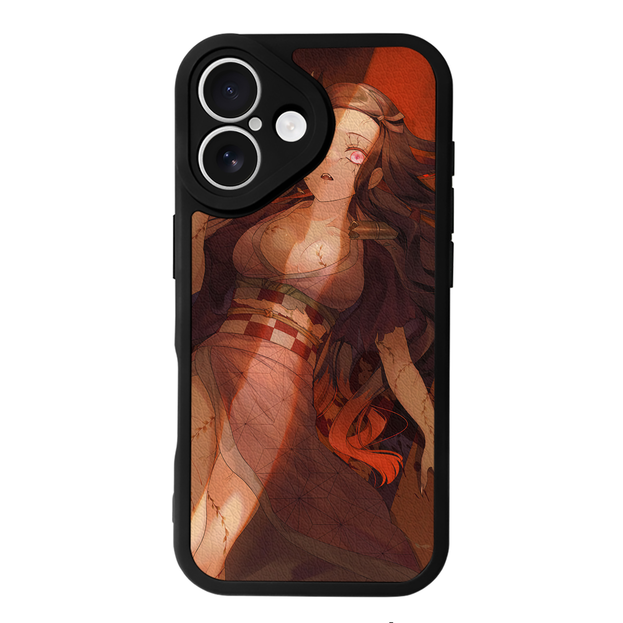 （画像用） 鬼滅の刃（きめつのやいば）竈門 禰󠄀豆子／かまど ねずこ Kamado Nezuko 【iPhone 16シリーズ対応】シリコンスマホケース（レザー調） 材質：シリコン
